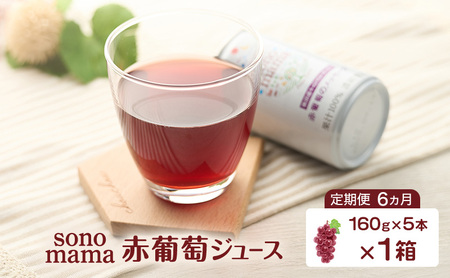《 定期便 6ヵ月 》 赤葡萄ジュース「sonomama」（160g×5本）×1箱 ぶどう ブドウ ジュース ぶどうジュース 飲料 8,760円
