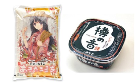 美少女イラスト 粒がひと回り大きい 高品質米 あきたこまち 5kg 味噌 樽の音 たるのね 400g 美少女イラストあきたこまち300g 2合 セット 秋田県羽後町 ふるさと納税サイト ふるなび