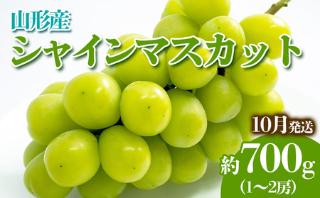 やまがたのぶどう シャインマスカット 10月 秀品 約700g(1～2房程度) 【令和8年産先行予約】FS23-817 くだもの 果物 フルーツ 山形 山形県 山形市 2026年産 7,110円