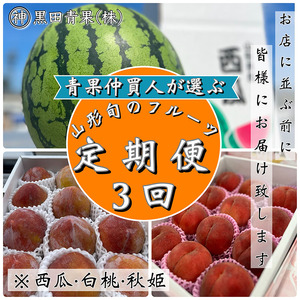 【定期便3回】青果仲買人が選ぶ！山形旬のフルーツ3選！[すいか・白桃・秋姫]【令和8年産先行予約】FS24-595 くだもの 果物 フルーツ 山形 山形県 山形市 2026年産
