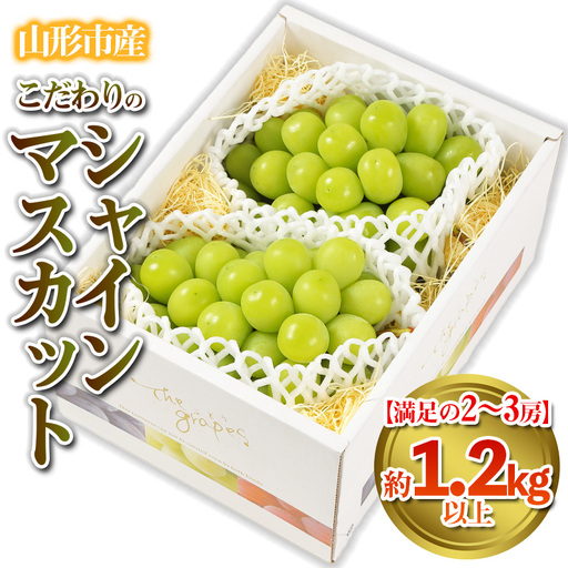 【満足の2～3房】こだわりのシャインマスカット 約1.2kg 山形市産 (9月中旬～10月上旬順次発送)【令和8年産先行予約】 FS24-544 くだもの 果物 フルーツ 山形 山形県 山形市 2026年産