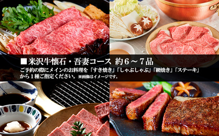 米沢牛懐石 吾妻コース お食事券【１名様分】 FY24-214