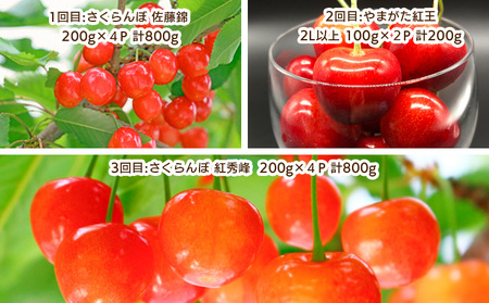 【定期便3回】さくらんぼ堪能定期便【令和8年産先行予約】FS25-062