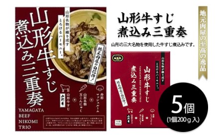 FY20-372 山形牛すじ煮込み三重奏 200g×5個