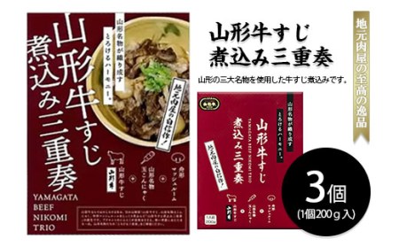 FY20-373 山形牛すじ煮込み三重奏 200g×3個