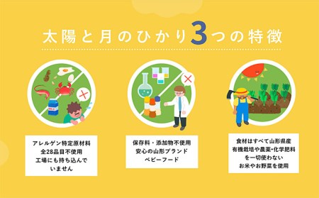 太陽と月のひかり☆通常セット6パック☆(山形県産ベビーフード、農薬・化学肥料・保存料不使用)【9ヶ月頃から】 FZ21-394