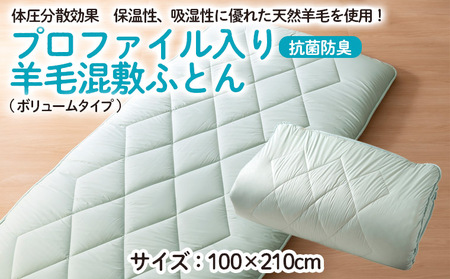 【日本の極み】プロファイル入り羊毛混敷ふとん(ボリュームタイプ)  FZ23-294