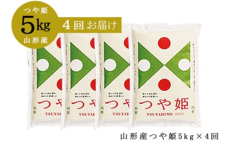 FY19-211 【定期便4回】山形産 つや姫 精米5kg×4回(頒布会)