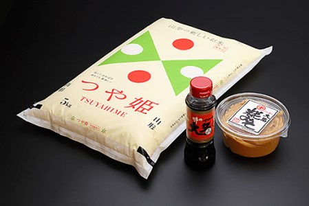 FY19-177 山形産米【つや姫】と【だし醤油】と【山形味噌】のセット