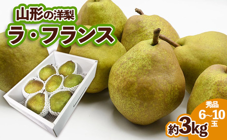 山形の洋梨ラフランス 秀品 約3kg (6～10玉) FZ23-650