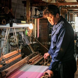 米沢織 風通ストール 1枚 ( 赤×黒 ) ストール 伝統織物