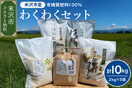 《 新米 》【 令和6年産 新米 】 わくわくセット 計 10kg 〔 つや姫 ササニシキ ミルキークイーン はえぬき コシヒカリ 各 2kg 〕 5品種 食べ比べ 農家直送 2024年産 米沢産 精米 お米 白米 ブランド米 送料無料 期間限定 山形県 米沢市