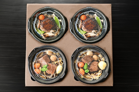 米沢牛 とろとろ ビーフシチュー & きのこ 和風 ハンバーグ セット 各2個 計4個 レンジ調理 温めるだけ