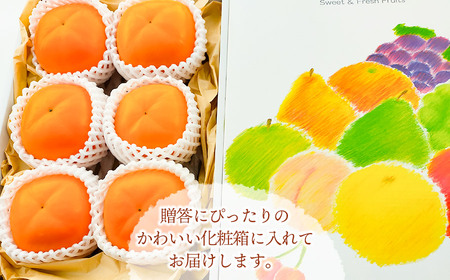 【令和8年産先行予約】にこにこふぁーむのあまーい庄内柿　大玉ピカピカ特選　2L×6個（化粧箱入り）　糖度16度以上　K-843