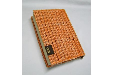 A51-609　きびそ手織りのブックカバー（透かし　オレンジ）