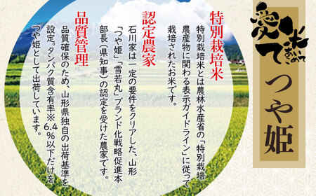 【令和7年産】特別栽培米 つや姫　10kg（5kg×2袋）　山形県鶴岡市産　愛米て