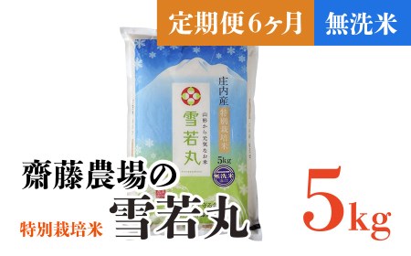 D84-001 【定期便6ヶ月】【令和4年産】斎藤農場の特別栽培米雪若丸無洗米5kg×6ヶ月