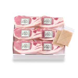 日本の米育ち三元豚 ロースステーキギフト(6枚入り)藻塩付き JOH-S06