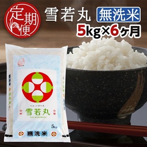 SH0021　【6回定期便】無洗米 雪若丸　5kg×6回(計30kg) TO