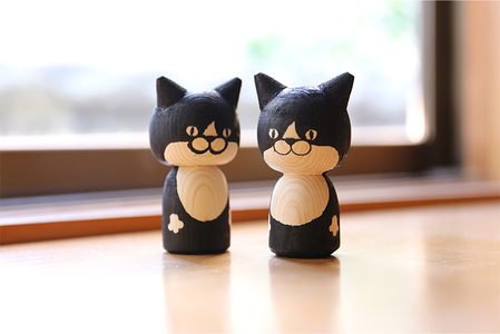 SA1982　ねこけし（シロクロ）1個