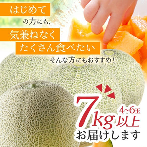 SB0909　庄内砂丘の旬夏 「秀品 赤肉メロン」　7kg以上(4～6玉入)