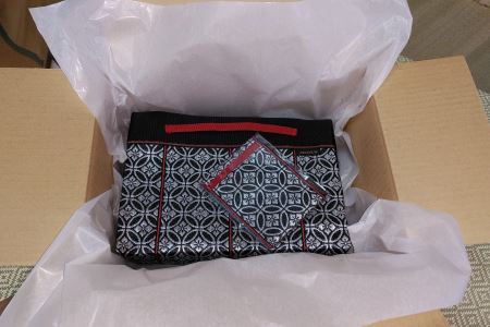 SA0220　【畳の縁で制作】バッグインバッグと名刺・カードケース（市松）