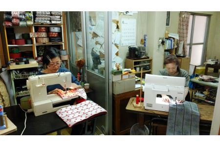 SA2733　【畳の縁で制作】バッグインバッグと名刺・カードケース　渦巻(黒) 