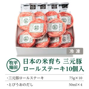 SB0051　平田牧場　日本の米育ち三元豚ロールステーキ　10個ギフト