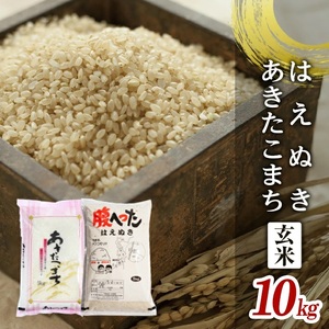 SA1485　令和4年産【玄米】一等米 はえぬき、あきたこまち　計10kg(5kg×2袋) YA