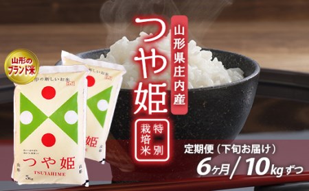 SJ0011　【6回定期便】特別栽培米 つや姫　10kg×6回(計60kg) AB