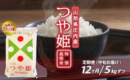 SJ0012　【12回定期便】特別栽培米 つや姫　5kg×12回(計60kg) AB