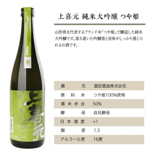 SC0298　上喜元 山形県内限定流通品 3種飲み比べセット　計3本(各720ml×1本)