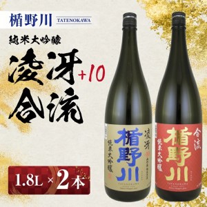 SE0385　楯野川 純米大吟醸 2種セット　計2本(各1.8L×1本) 【凌冴+10、合流】［山形県内限定流通品］