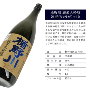 SD0197　「初孫 純米大吟醸超辛口 黒魔斬」「楯野川 純米大吟醸  凌冴(りょうが)+10」計2本(各1800ml×1本) 【き、つけでのセット】