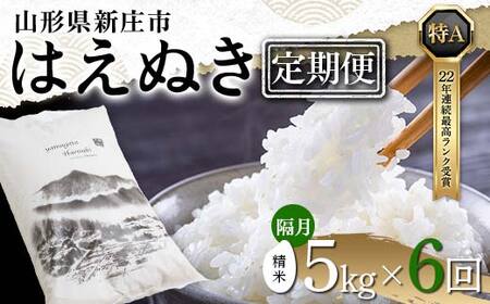 【定期便 隔月配送 全6回】山形県産 はえぬき 精米 5kg×1袋×6回(計30kg) F3S-1891