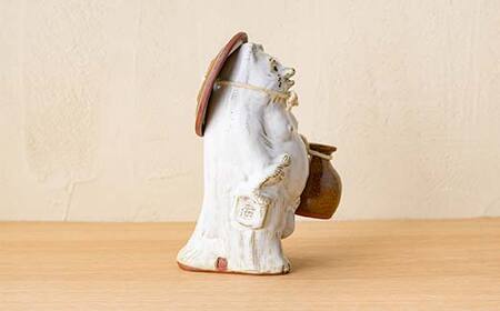 【山福限定】新庄東山焼 雪だぬき （子） 狸 置物 工芸品 F3S-2456