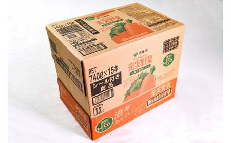 伊藤園 充実野菜 緑黄色ミックス 740g×15本セット（1ケース） ／ 野菜ジュース 飲料 ソフトドリンク ペットボトル PET 1箱 備蓄 常備 まとめ買い 箱買い ケース買い 国内製造   018-G-IT004