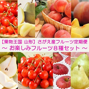 贅沢8回!【果物王国 山形】さがえ産フルーツ定期便 ~お楽しみフルーツ8種セット~ <糖度保証付き入り> 先行予約 2021年産 080-B03