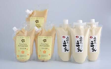 国産大豆の純粋な豆乳 と 豆乳甘酒 合計6本 セット（各3本ずつ） 　016-G-TS005