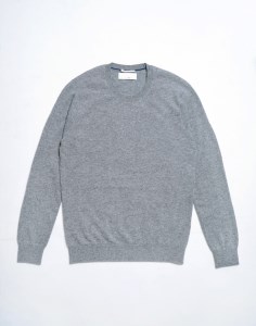 《ユニセックス》 カシミヤ クルーネック セーター 【グレーミックス】カシミア satosenistandard　110-H-SS030-GMXL