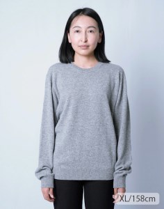 《ユニセックス》 カシミヤ クルーネック セーター 【グレーミックス】カシミア satosenistandard　110-H-SS030-GMXL