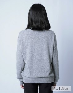 《ユニセックス》 カシミヤ クルーネック セーター 【グレーミックス】カシミア satosenistandard　110-H-SS030-GMXL