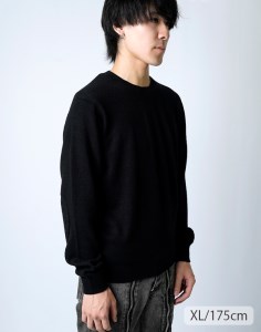 《ユニセックス》 カシミヤ クルーネック セーター 【グレーミックス】カシミア satosenistandard　110-H-SS030-GMXL