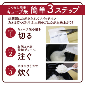 【定期便】令和６年産 無洗米つや姫キューブ２合×２０個を５か月連続お届け　0059-2436