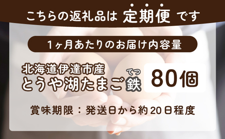 【6ヵ月 定期便】 北海道 伊達市 とうや湖 卵 鉄  80個 入り たまご