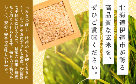 【定期便】令和7年産 北海道伊達市産 ななつぼし 玄米 5kg×3回【2025年10月1日発送開始】