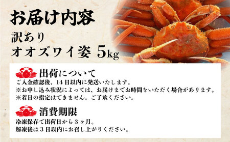 オオズワイ姿(訳あり品)5kg|かに カニ ズワイガニ オオズワイ【ysk-003】