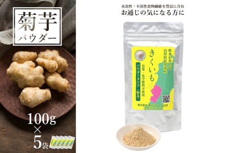 長井産菊芋（きくいも）パウダータイプ(粉末)100g×5袋_E137