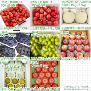 【2026年発送】【定期便8回】山形旬の果物8選(さくらんぼ2種/メロン/ぶどう2種/りんご2種/ラ・フランス)_H139(R8)