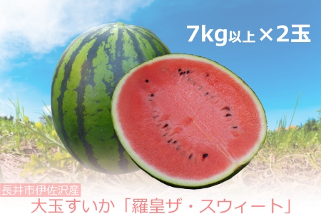 伊佐沢生産者会の大玉すいか「羅皇ザ・スウィート」7kg以上×2玉_H143(R4)